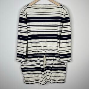 Ralph Lauren Sport XL Long Sleeve Dress Ivory Navy Sweater Dress Pockets Preppy